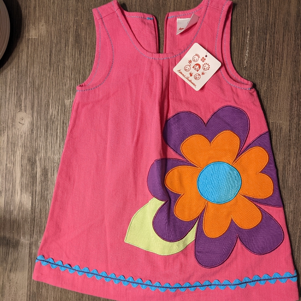 Hanna Andersson Pink Cotton Dress With Large Flower size 80